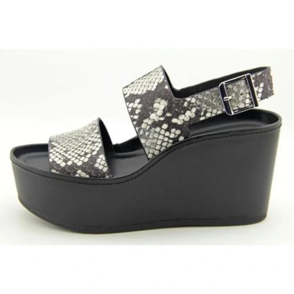 NWOB Vince Idalia Python Embossed  Leather Platform Wedge Sandals
